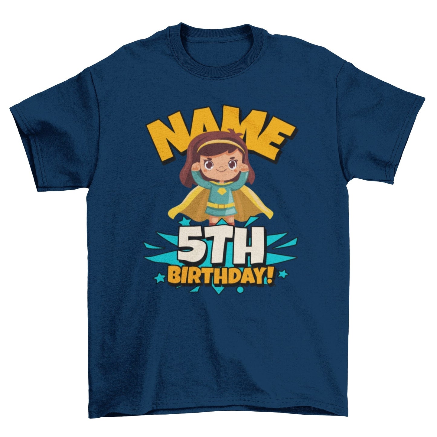 GIRLS PERSONALISED 5th Birthday Superhero T Shirt With Your Childs NamGalaxy Tees