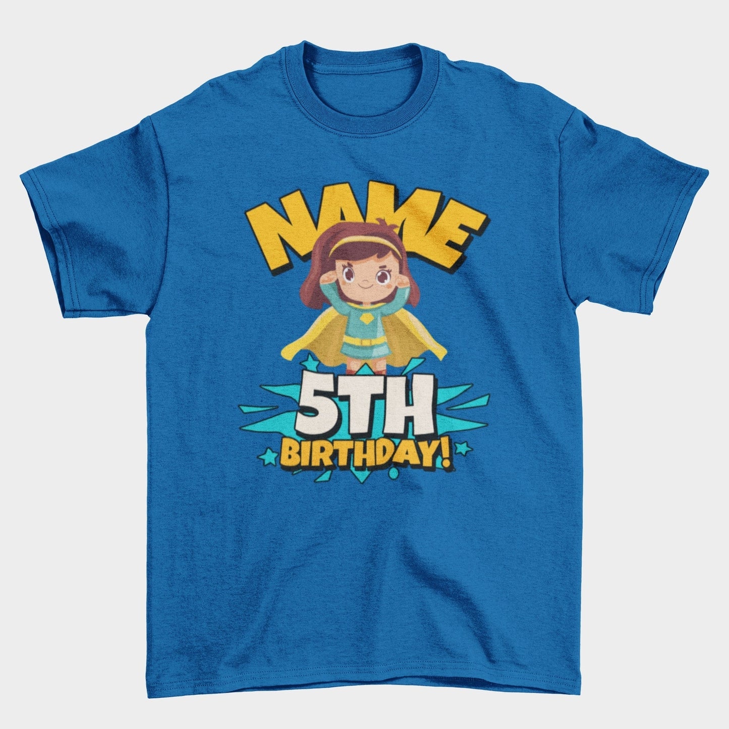 GIRLS PERSONALISED 5th Birthday Superhero T Shirt With Your Childs NamGalaxy Tees
