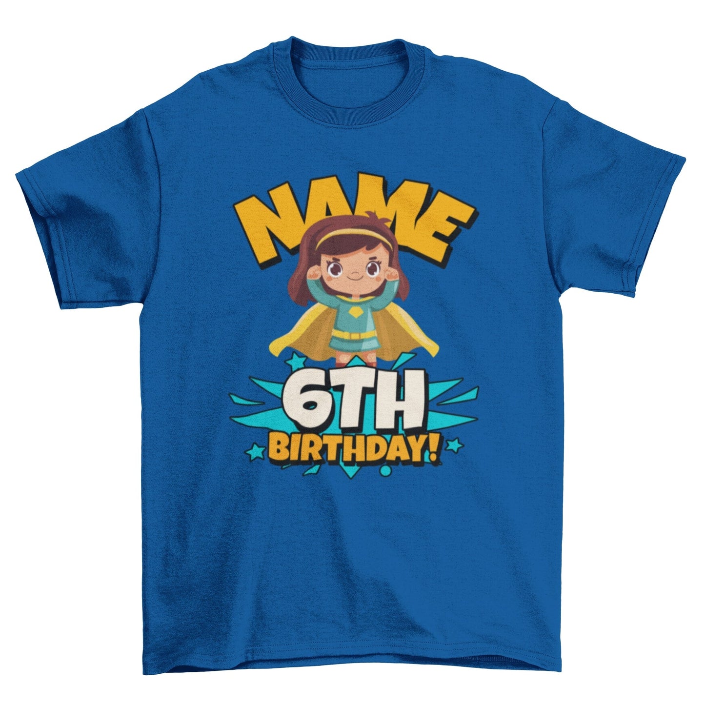 GIRLS PERSONALISED 6th Birthday Superhero T Shirt With Your Childs NamGalaxy Tees