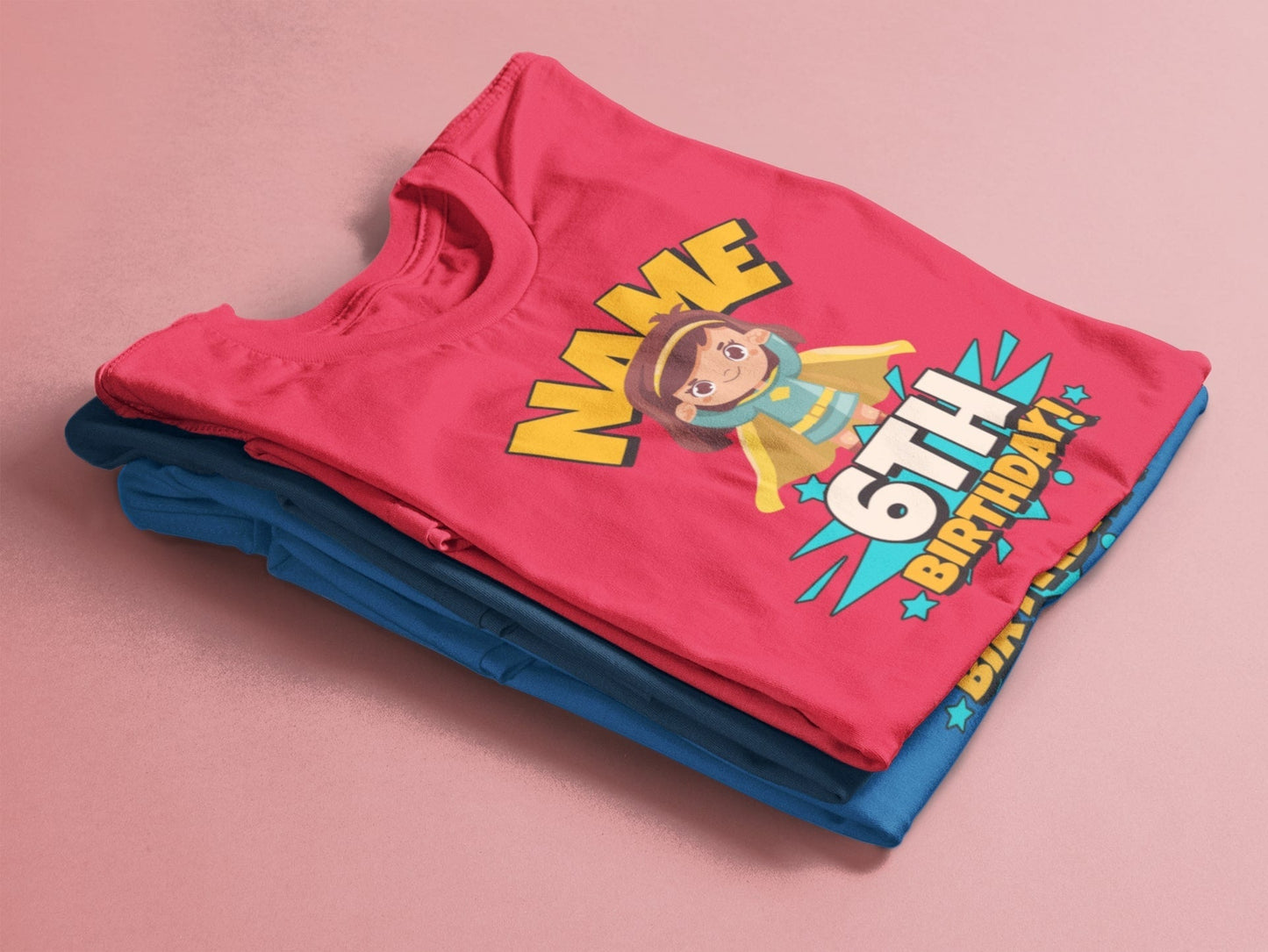 GIRLS PERSONALISED 6th Birthday Superhero T Shirt With Your Childs NamGalaxy Tees