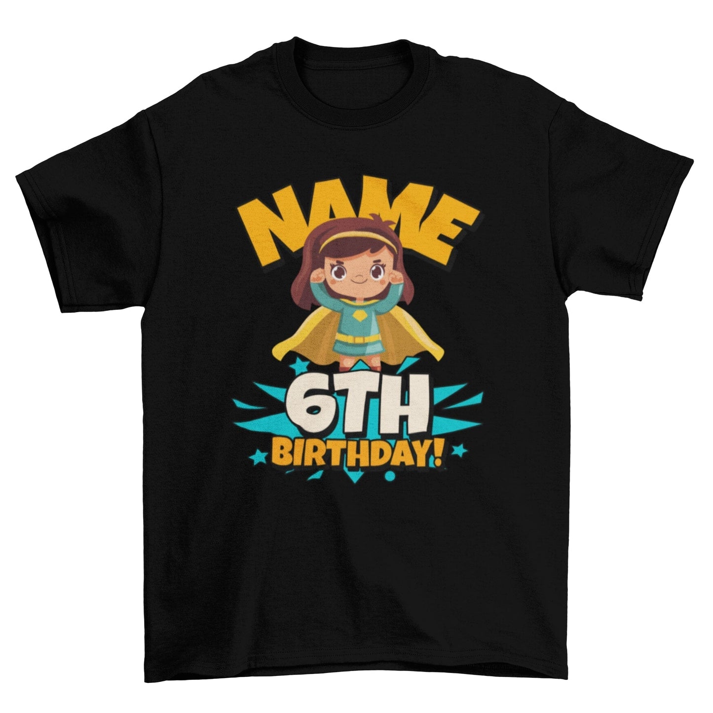 GIRLS PERSONALISED 6th Birthday Superhero T Shirt With Your Childs NamGalaxy Tees