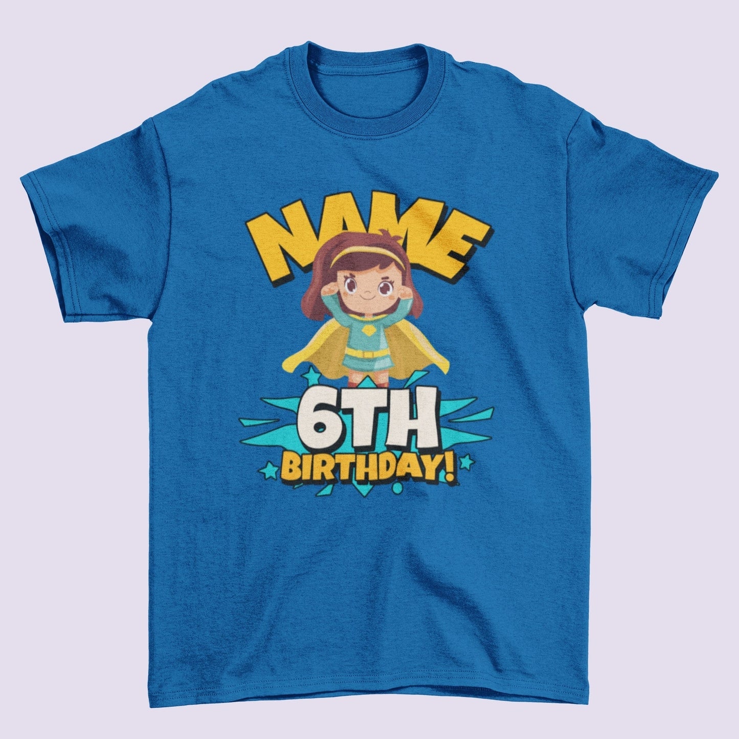 GIRLS PERSONALISED 6th Birthday Superhero T Shirt With Your Childs NamGalaxy Tees