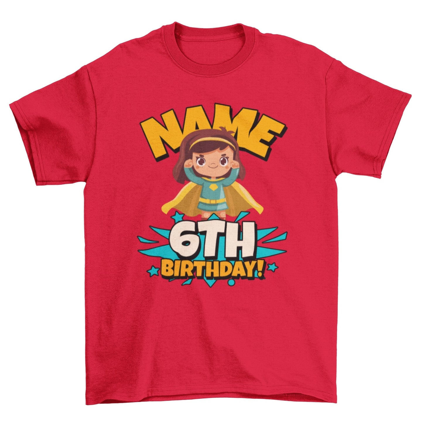 GIRLS PERSONALISED 6th Birthday Superhero T Shirt With Your Childs NamGalaxy Tees