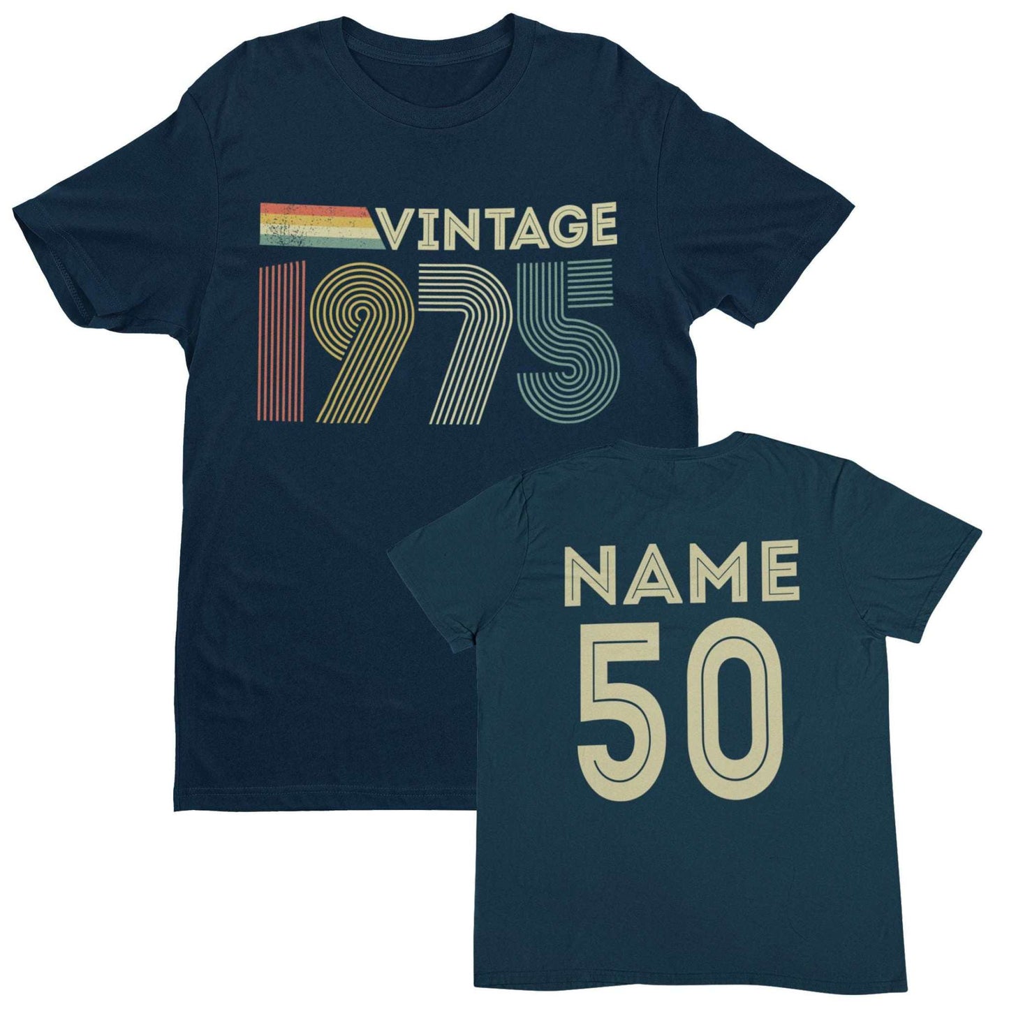 Vintage 1975 Personalised 50th Birthday T-Shirt for 2025, Custom Name Galaxy Tees
