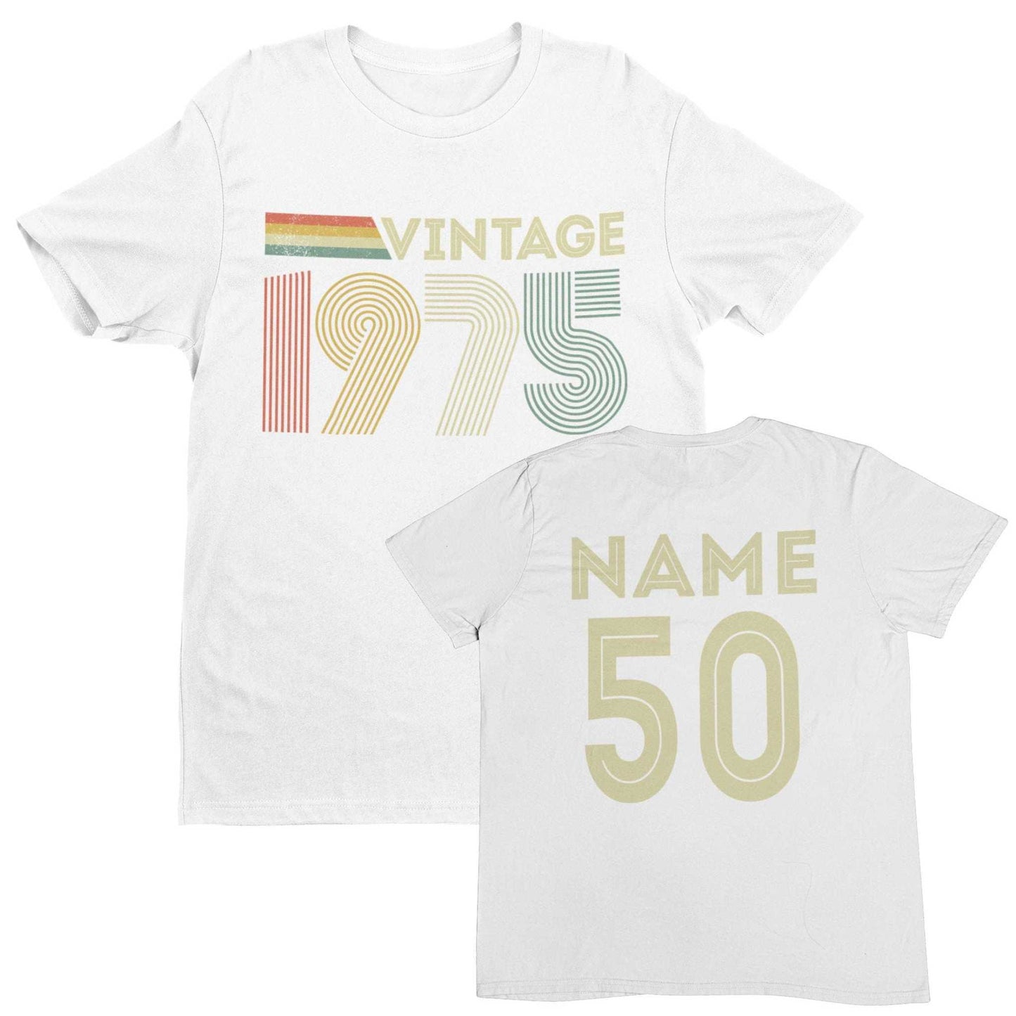 Vintage 1975 Personalised 50th Birthday T-Shirt for 2025, Custom Name Galaxy Tees