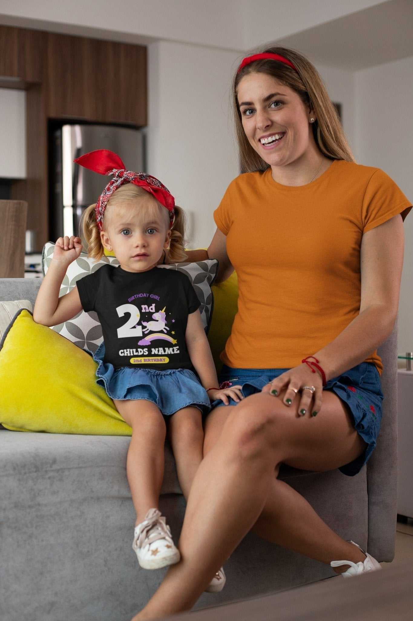 Girls Personalised 2nd Birthday Cute Unicorn T Shirt with Name PrintedGalaxy Tees