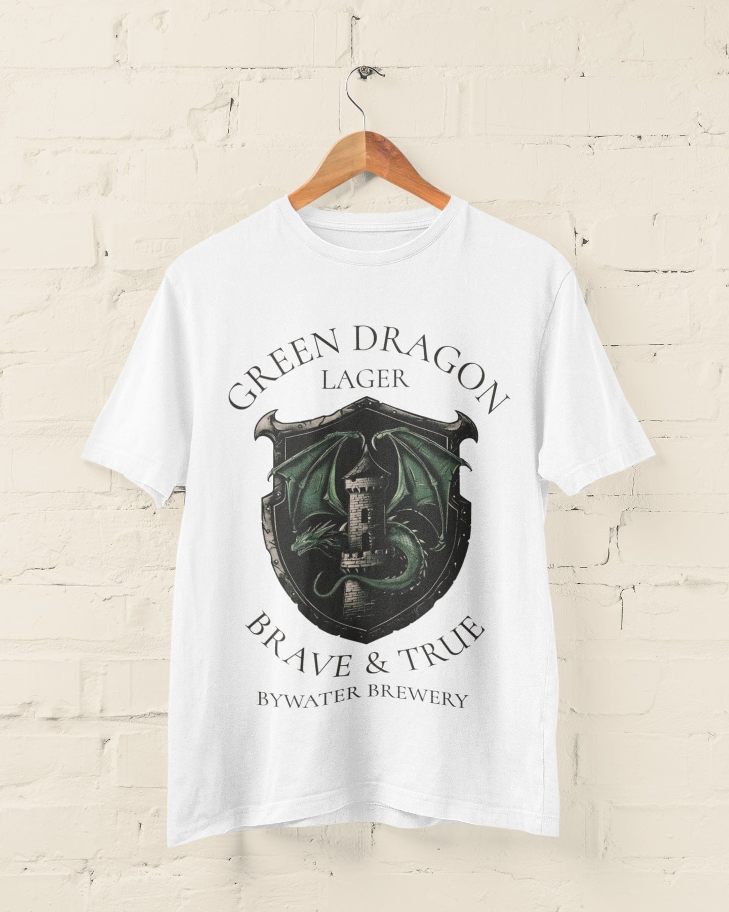 Green Dragon Lager T Shirt Brave and True Bywater Brewery Rings Of TheGalaxy Tees