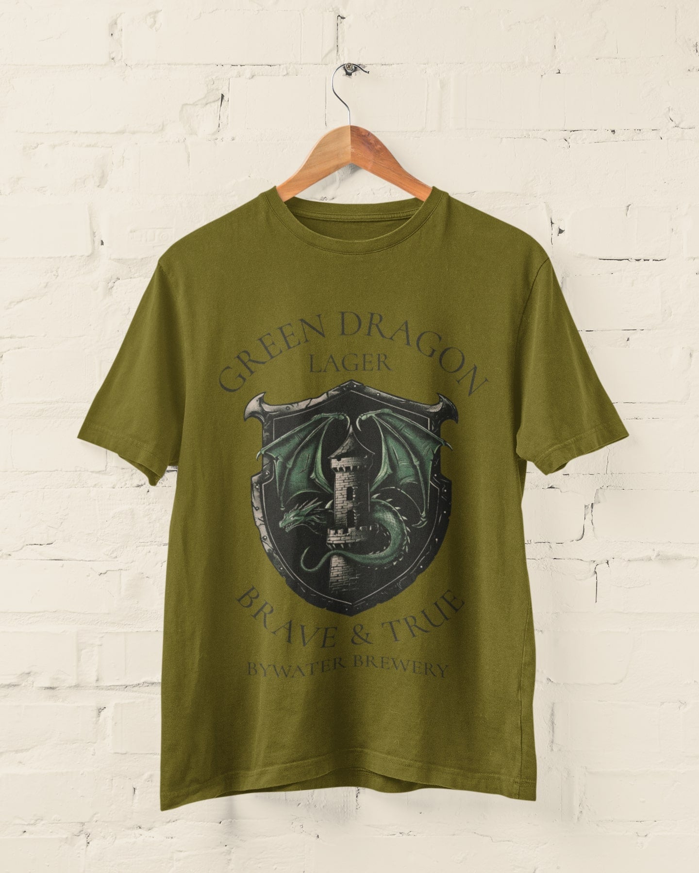 Green Dragon Lager T Shirt Brave and True Bywater Brewery Rings Of TheGalaxy Tees