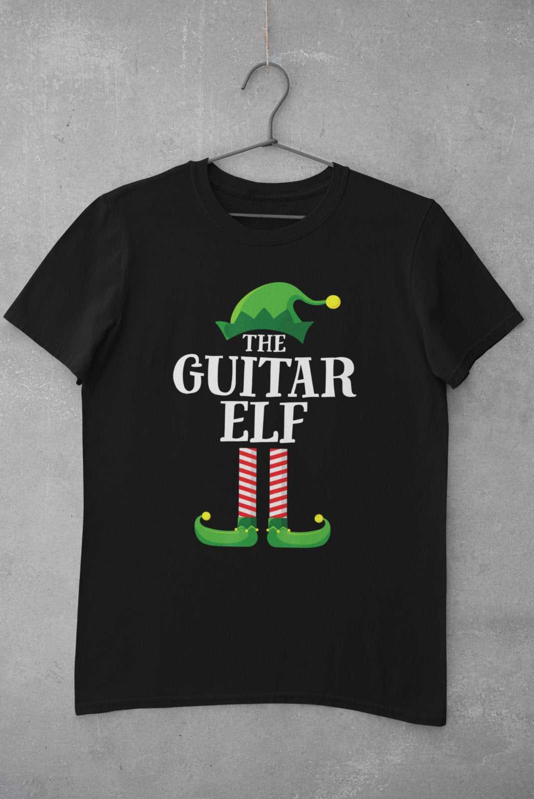 Guitar Themed Christmas Xmas T Shirt Guitar Elf Guitarist Musician FunGalaxy Tees