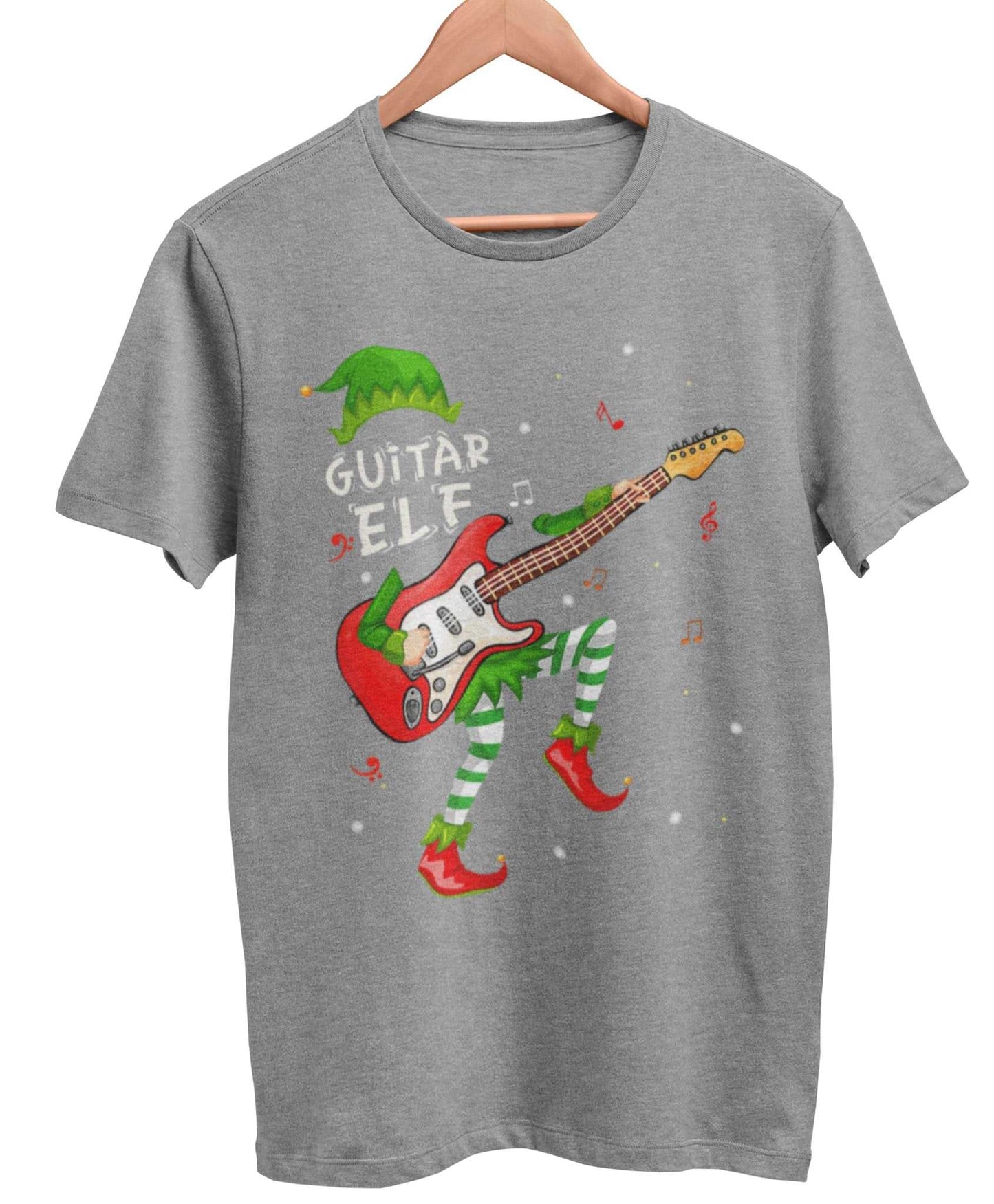 Guitar Themed Xmas T Shirt Guitar Elf Guitarist Musician Funny ChristmGalaxy Tees