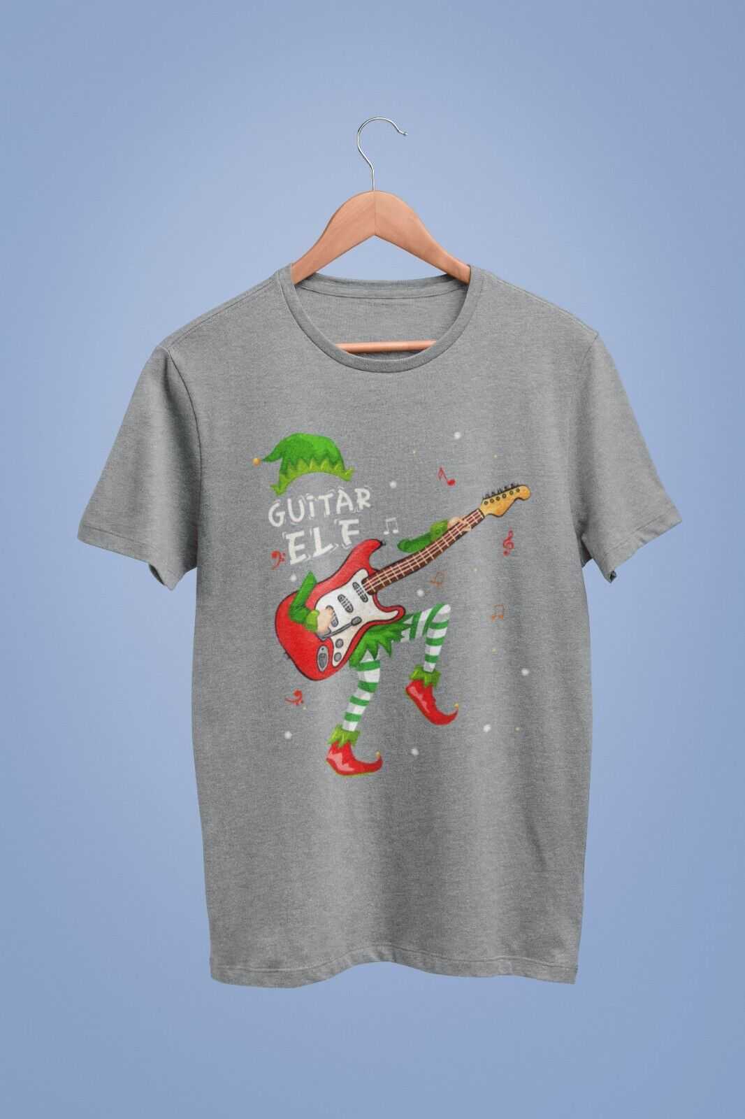 Guitar Themed Xmas T Shirt Guitar Elf Guitarist Musician Funny ChristmGalaxy Tees