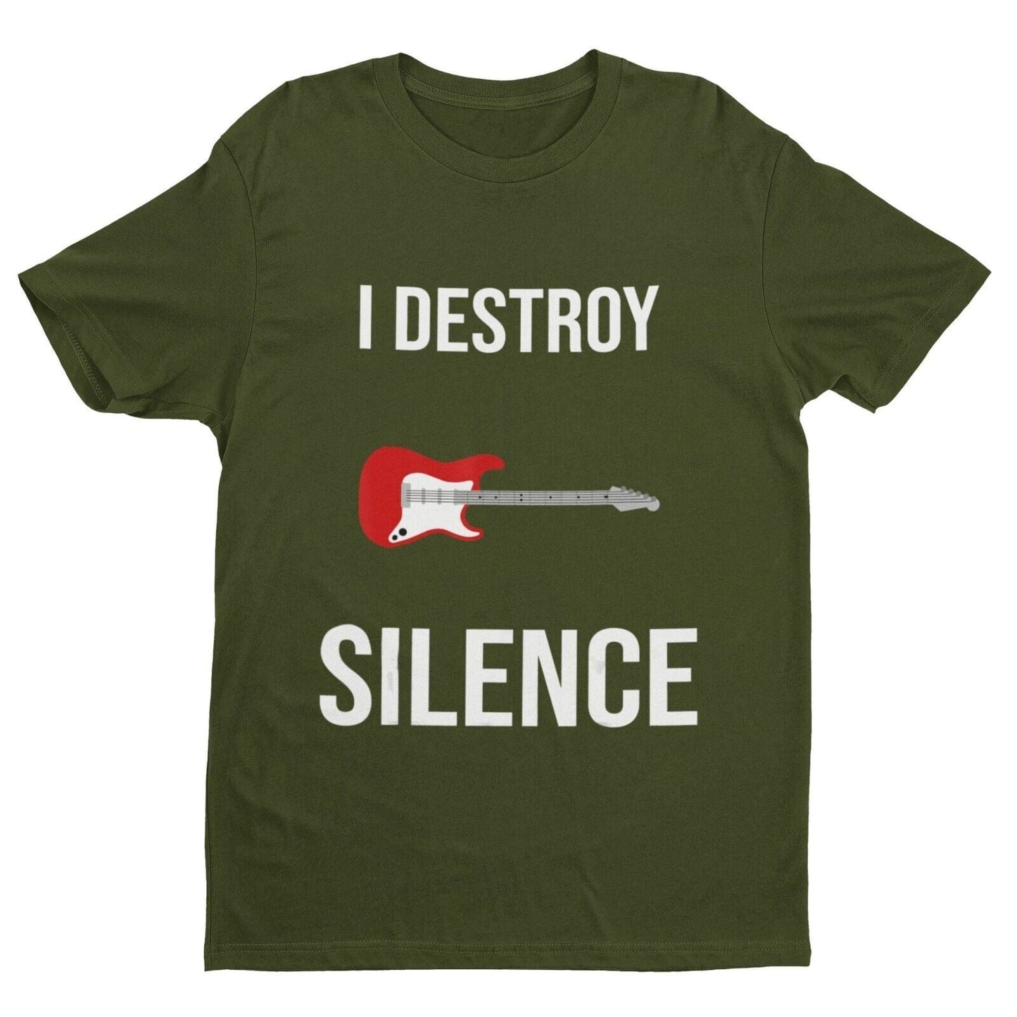 I DESTROY SILENCE Funny Guitar T Shirt Guitarist Novelty Top Gift IdeaGalaxy Tees