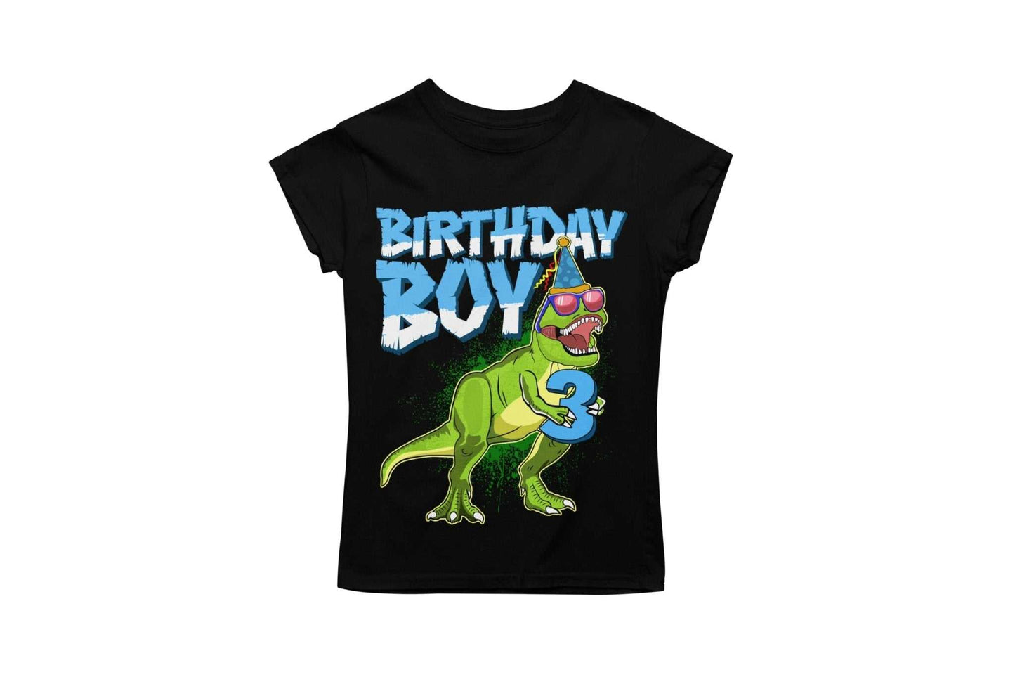 KIDS PERSONALISED 3rd birthday Dinosaur T Shirt name and age on back tGalaxy Tees