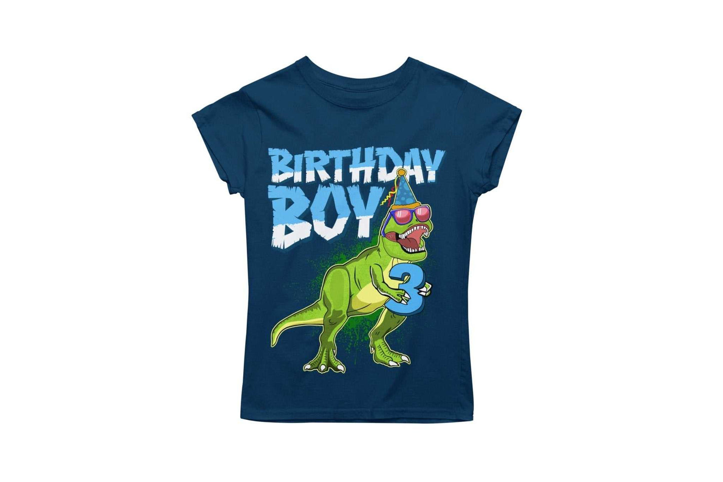 KIDS PERSONALISED 3rd birthday Dinosaur T Shirt name and age on back tGalaxy Tees