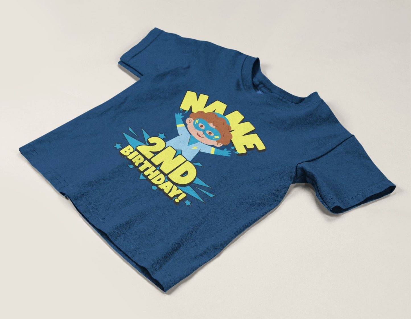 Kids PERSONALISED 2nd birthday superhero t shirt Childs Name Printed CGalaxy Tees