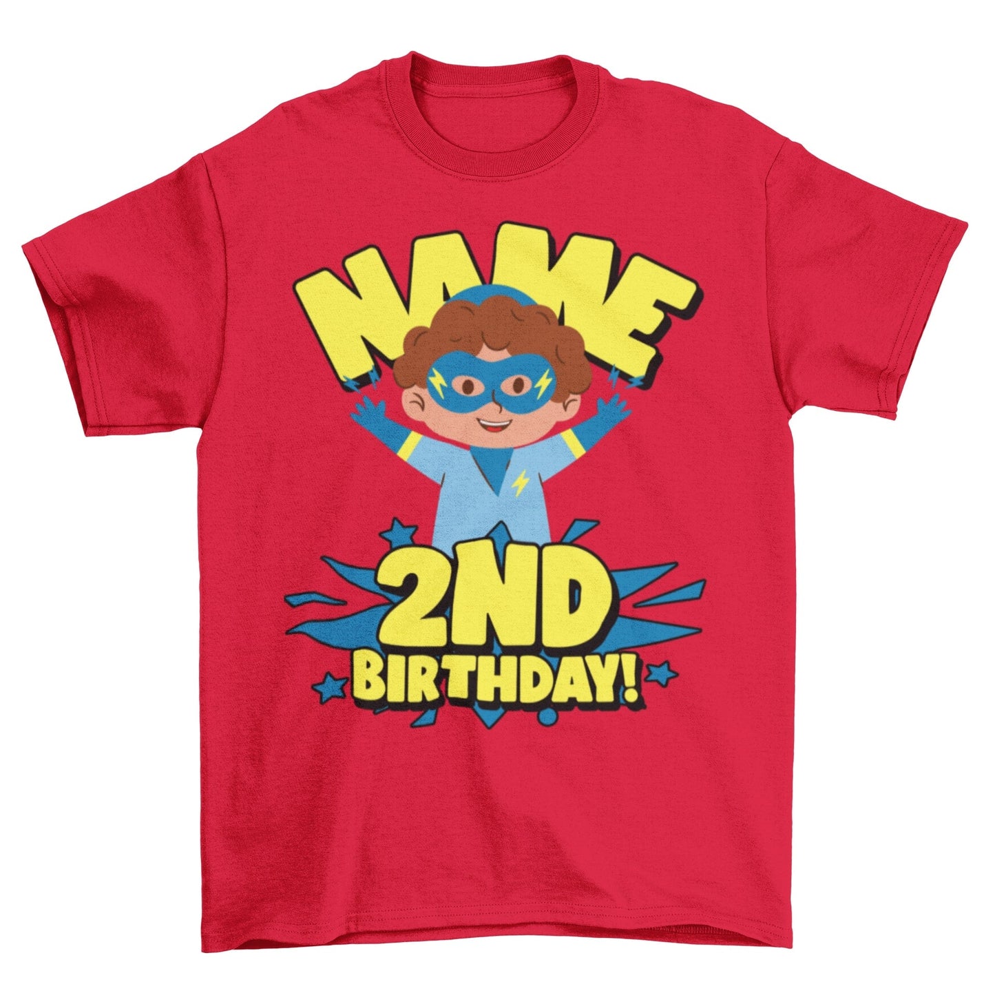 Kids PERSONALISED 2nd birthday superhero t shirt Childs Name Printed CGalaxy Tees