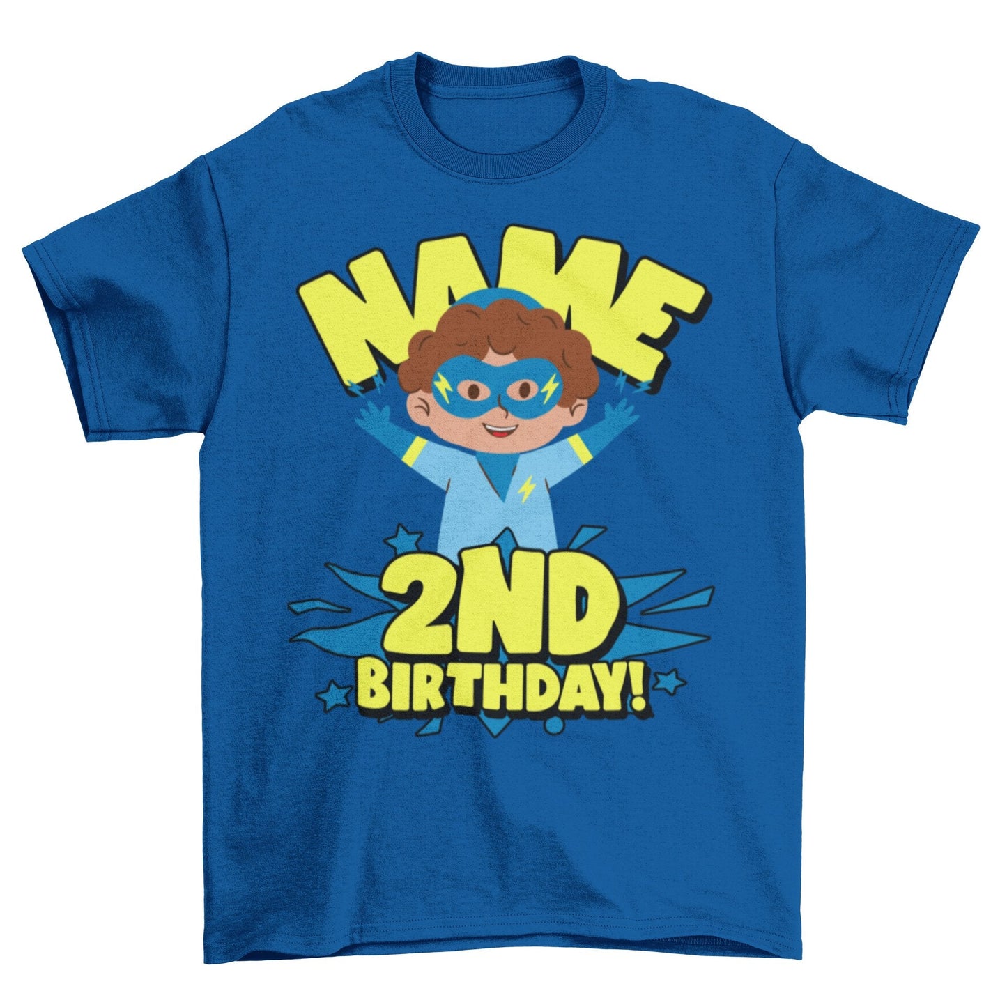 Kids PERSONALISED 2nd birthday superhero t shirt Childs Name Printed CGalaxy Tees