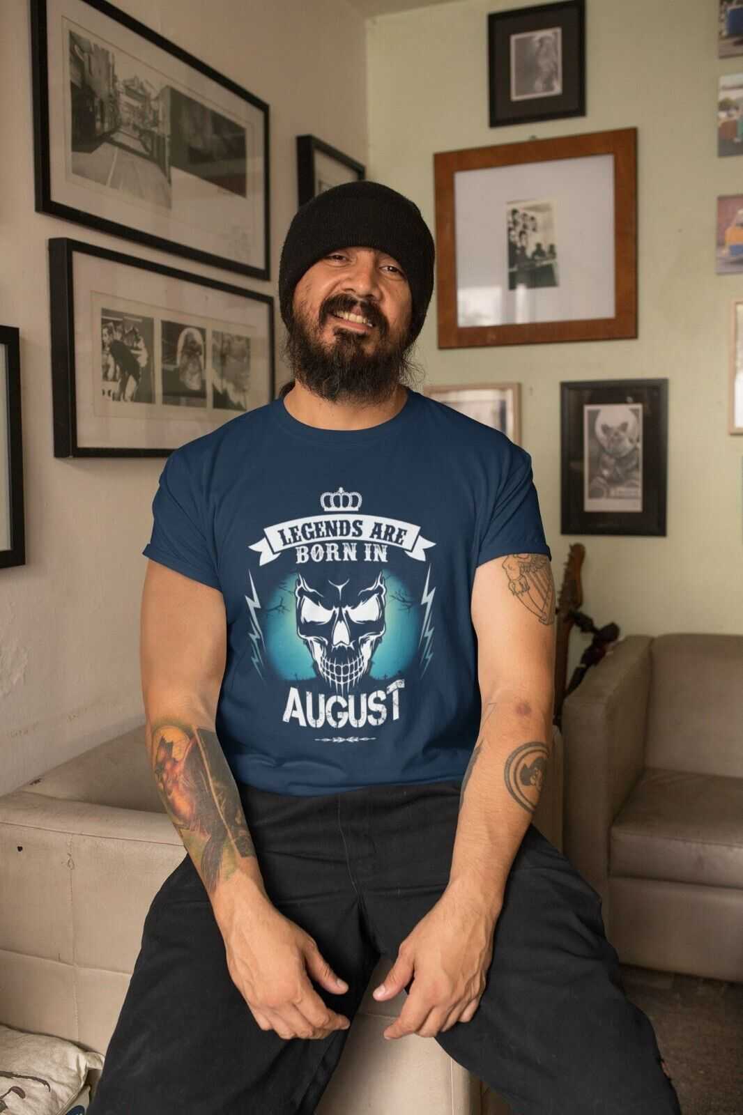 LEGENDS ARE BORN IN AUGUST Funny Birthday T Shirt Gift Skull Novelty uGalaxy Tees