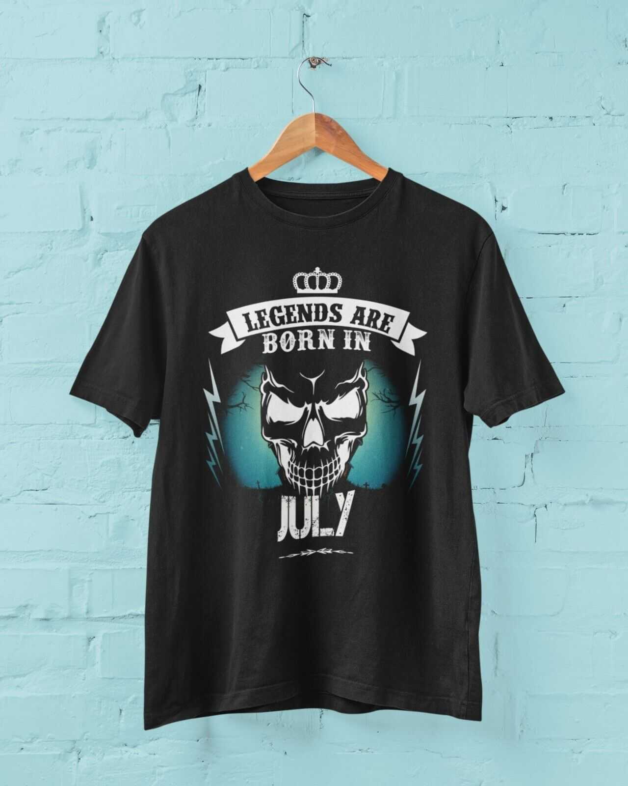 LEGENDS ARE BORN IN JULY Funny Birthday T Shirt Gift Skull Novelty up Galaxy Tees