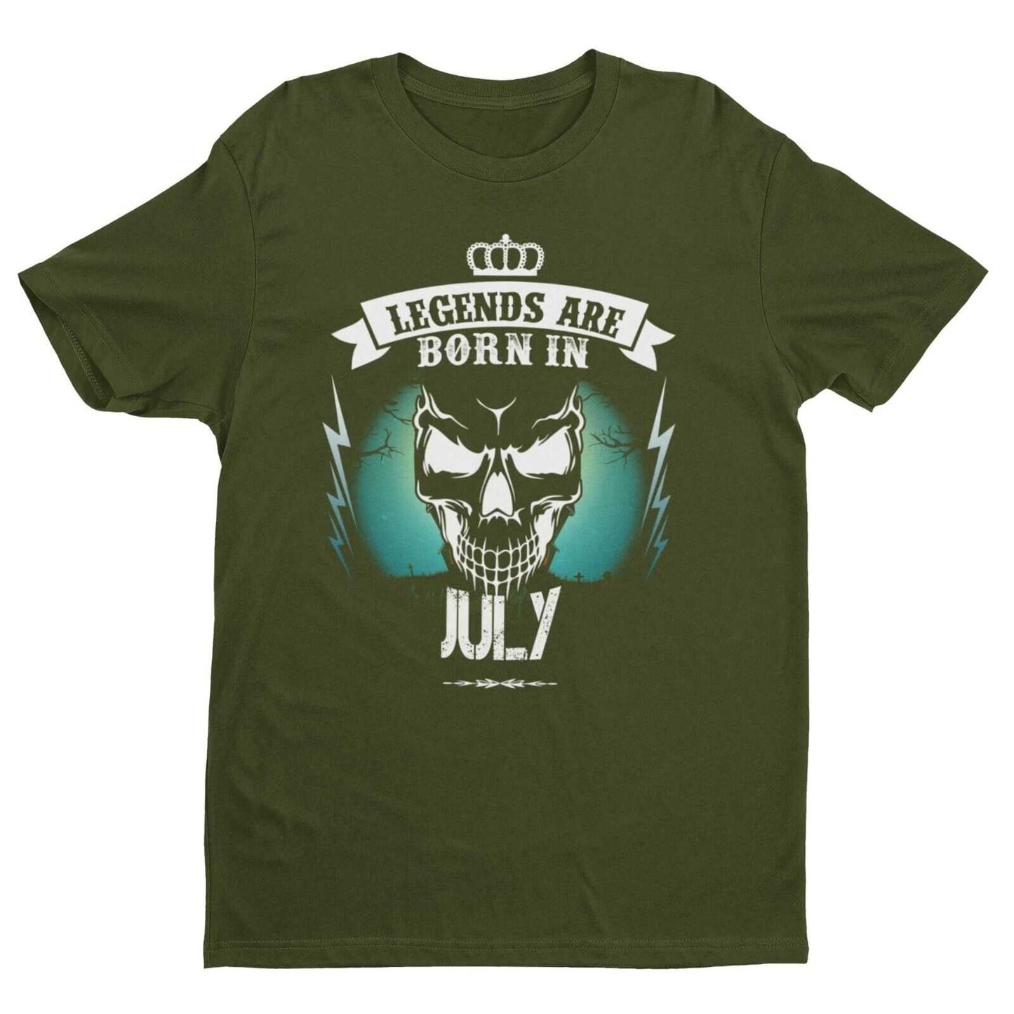 LEGENDS ARE BORN IN JULY Funny Birthday T Shirt Gift Skull Novelty up Galaxy Tees