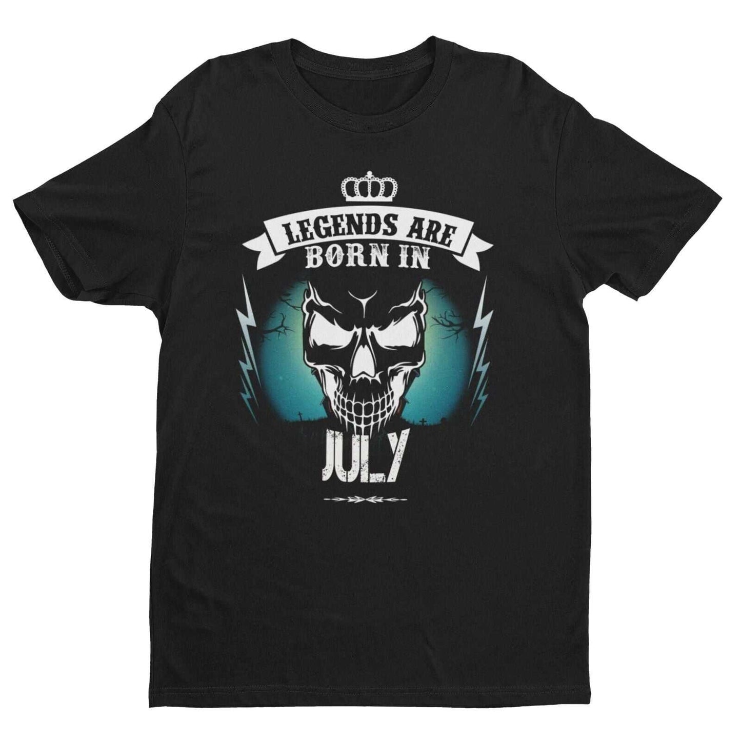 LEGENDS ARE BORN IN JULY Funny Birthday T Shirt Gift Skull Novelty up Galaxy Tees