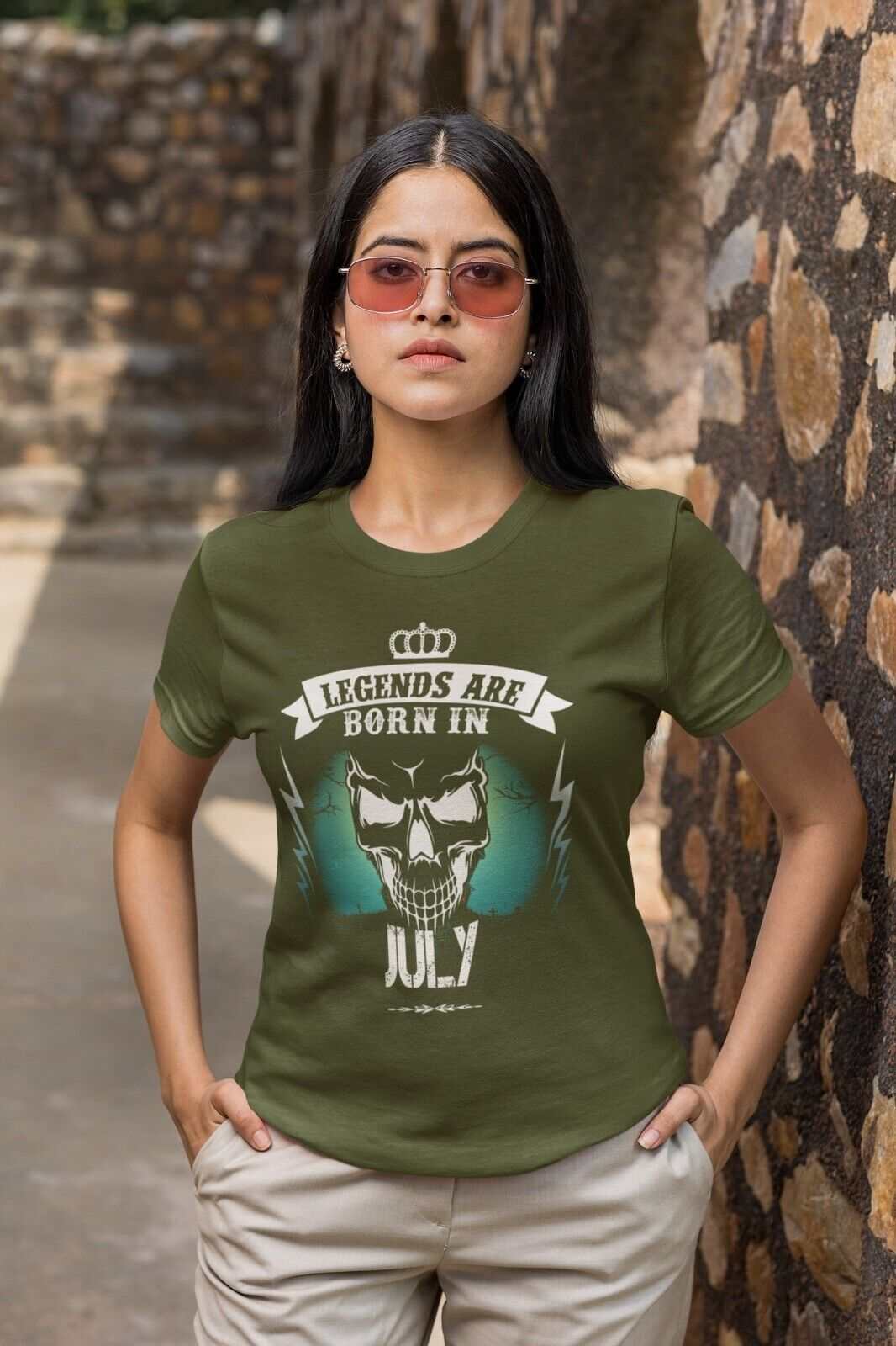 LEGENDS ARE BORN IN JULY Funny Birthday T Shirt Gift Skull Novelty up Galaxy Tees