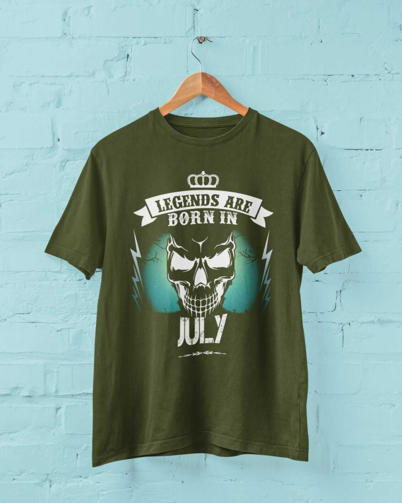 LEGENDS ARE BORN IN JULY Funny Birthday T Shirt Gift Skull Novelty up Galaxy Tees