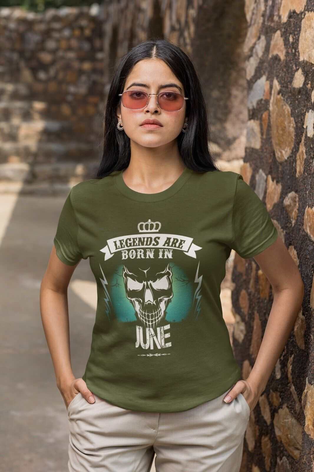 LEGENDS ARE BORN IN JUNE Funny Birthday T Shirt Gift Skull Novelty up Galaxy Tees