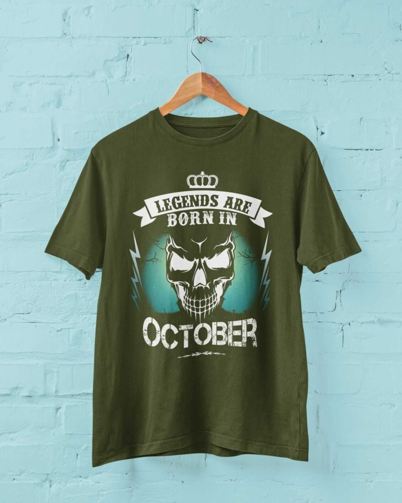 LEGENDS ARE BORN IN OCTOBER Funny Birthday T Shirt Gift Skull Novelty Galaxy Tees