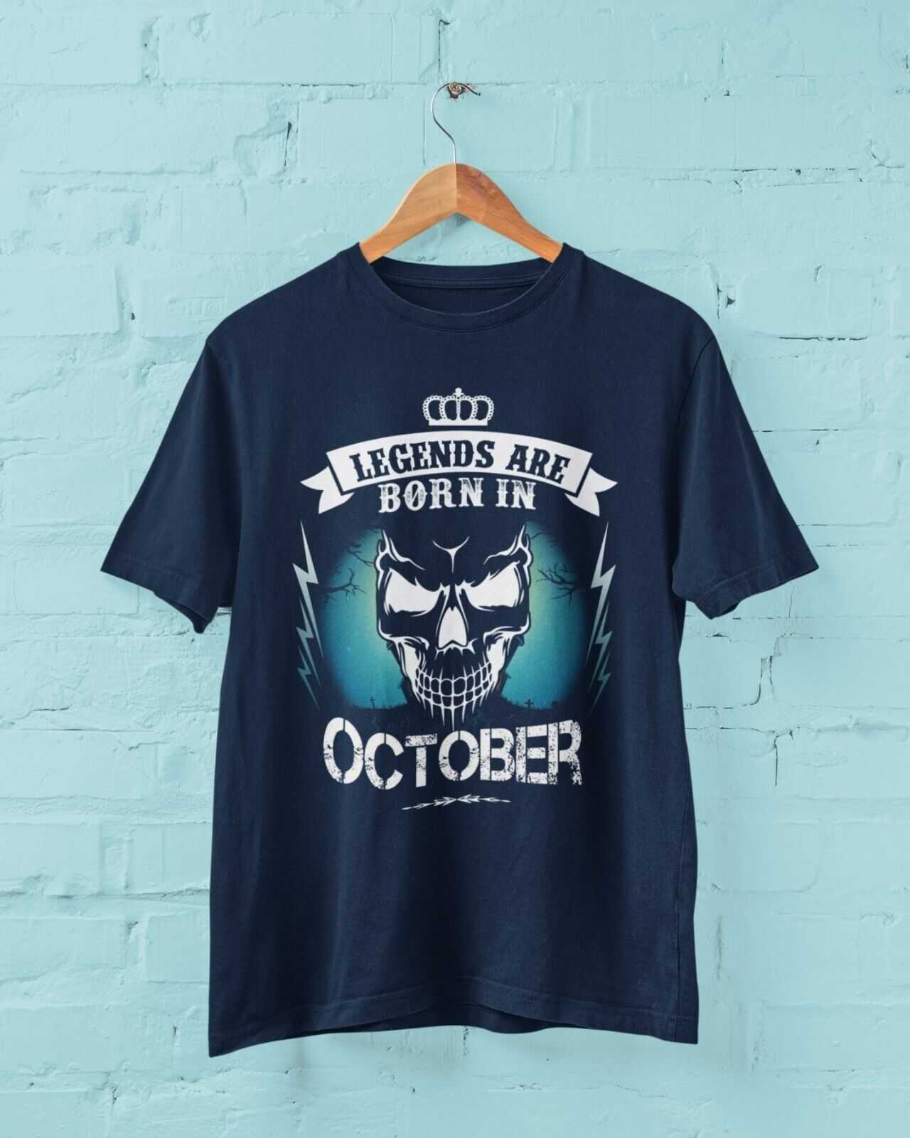 LEGENDS ARE BORN IN OCTOBER Funny Birthday T Shirt Gift Skull Novelty Galaxy Tees