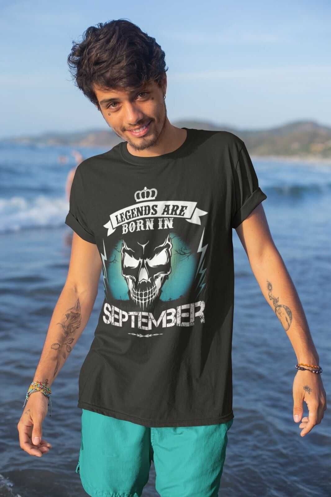 LEGENDS ARE BORN IN SEPTEMBER Funny Birthday T Shirt Gift Skull NoveltGalaxy Tees