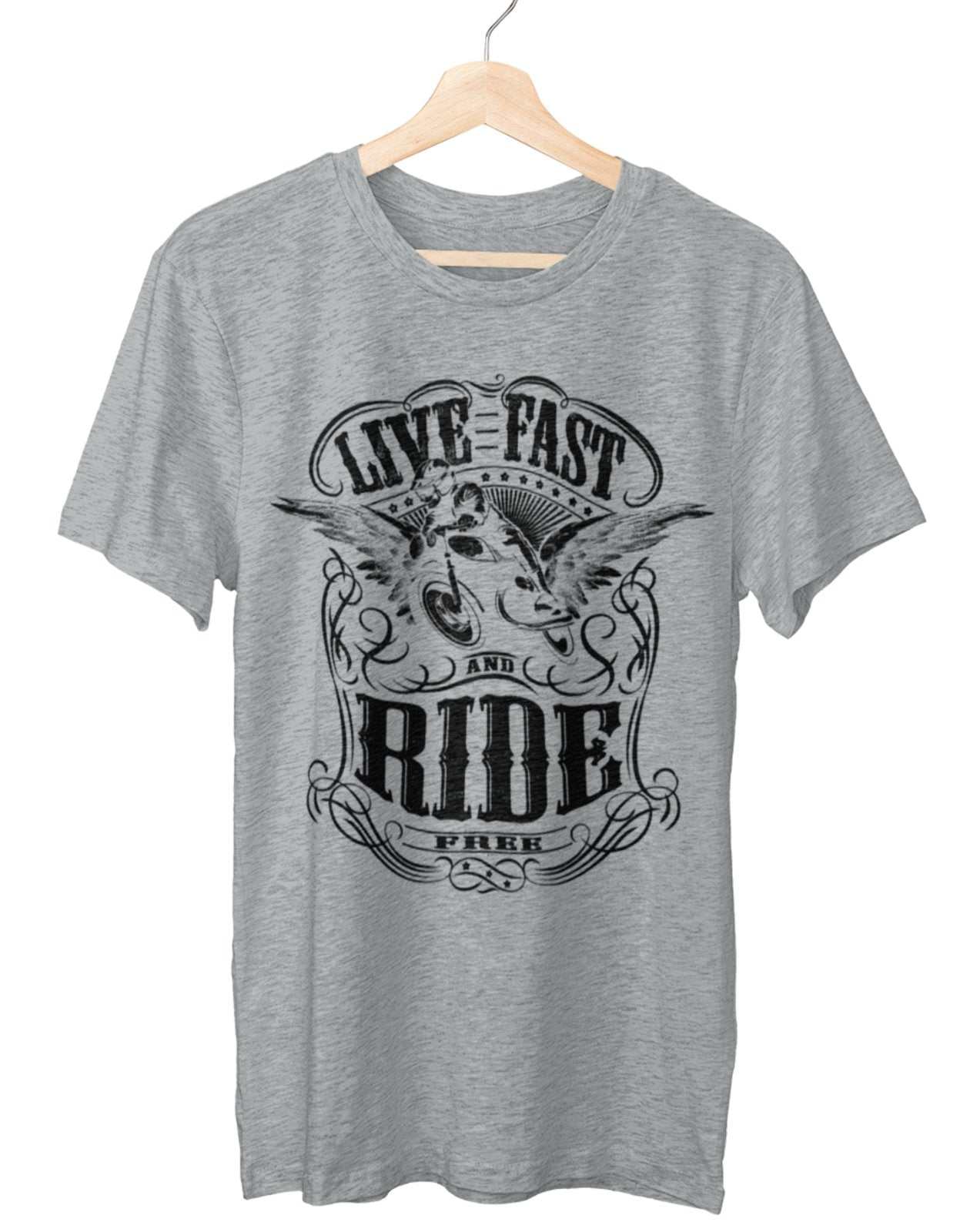 Live Fast And Ride Free Biker T Shirt Motorcycle Classic Retro Design Galaxy Tees