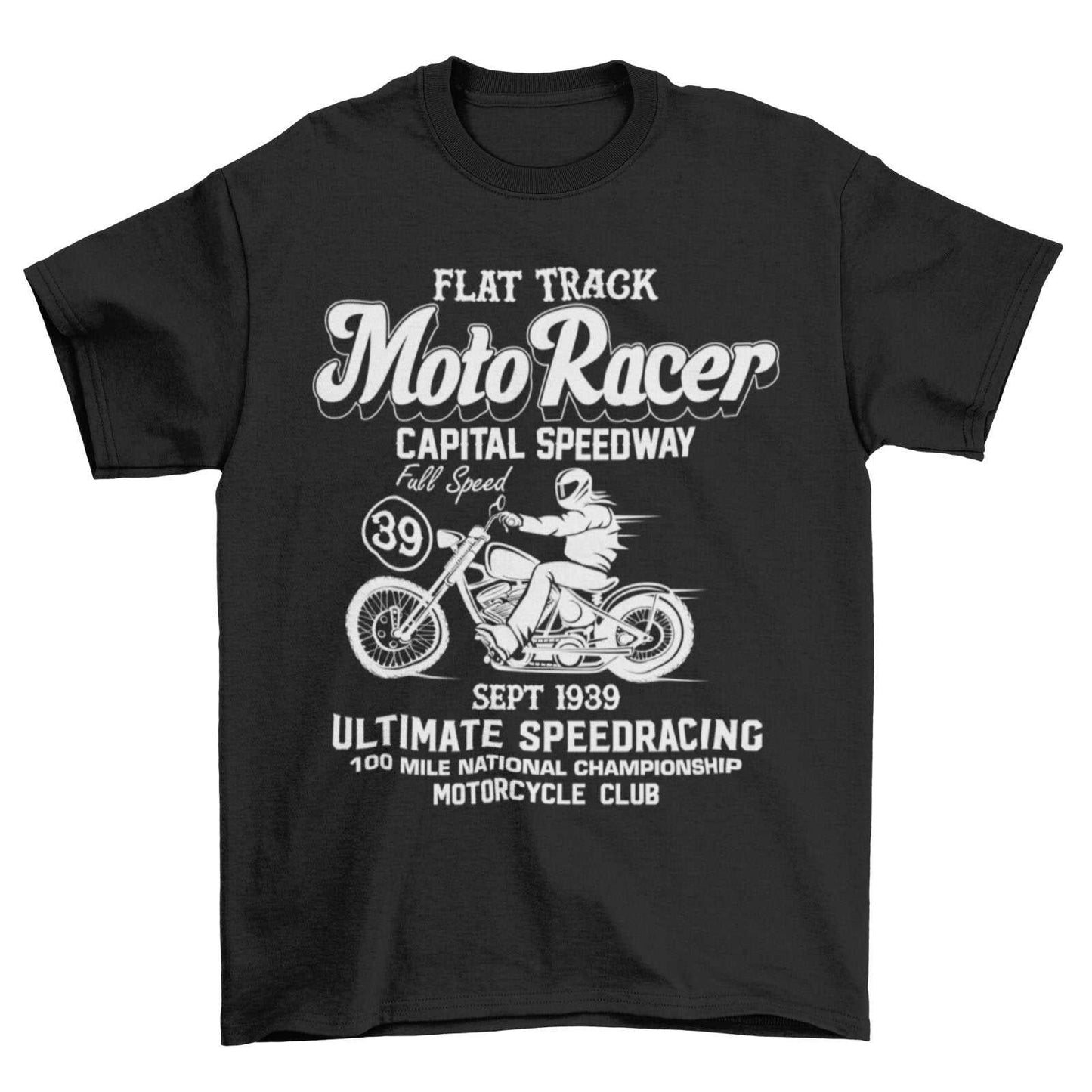 Moto Racer Biker T Shirt Speedway Classic Motorcycle Design Retro VintGalaxy Tees