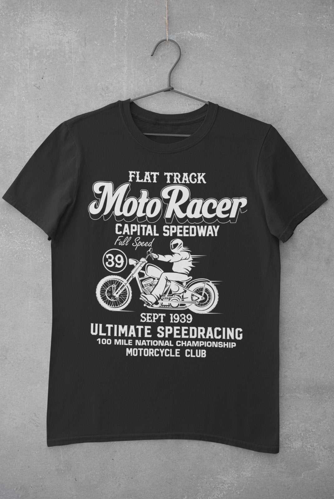 Moto Racer Biker T Shirt Speedway Classic Motorcycle Design Retro VintGalaxy Tees