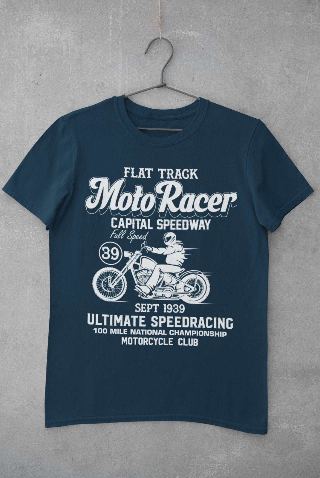 Moto Racer Biker T Shirt Speedway Classic Motorcycle Design Retro VintGalaxy Tees