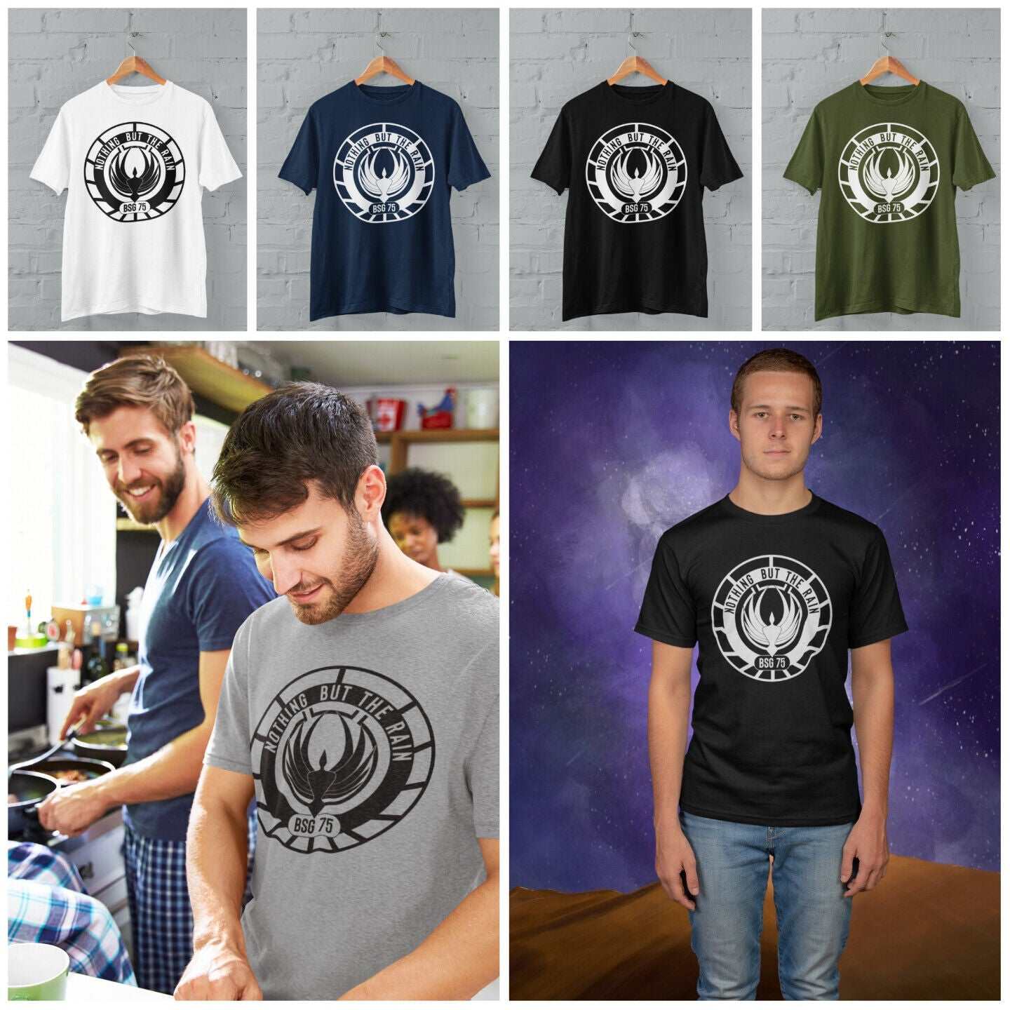 Nothing But The Rain BSG 75 T Shirt Galactica Battlestar TV Sci Fi GifGalaxy Tees