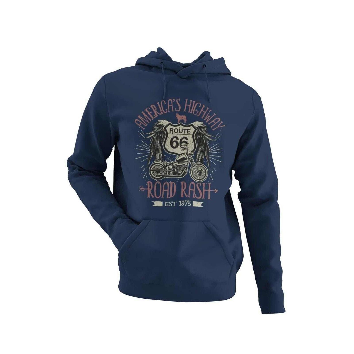 PERSONALISED BIKER HOODIE ROUTE 66 Road Rash Name And Number on Back GGalaxy Tees