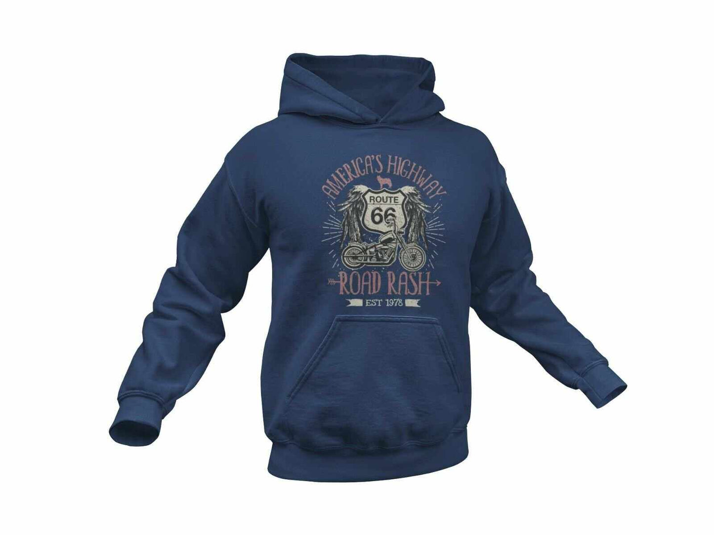 PERSONALISED BIKER HOODIE ROUTE 66 Road Rash Name And Number on Back GGalaxy Tees