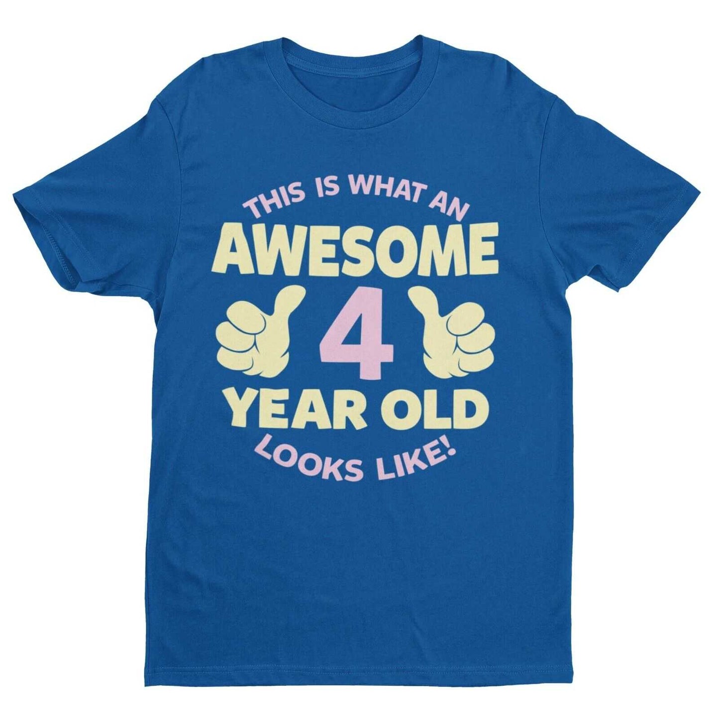 PERSONALISED Girls 4th Birthday T Shirt Awesome 4 Year Old NAME AND AGalaxy Tees