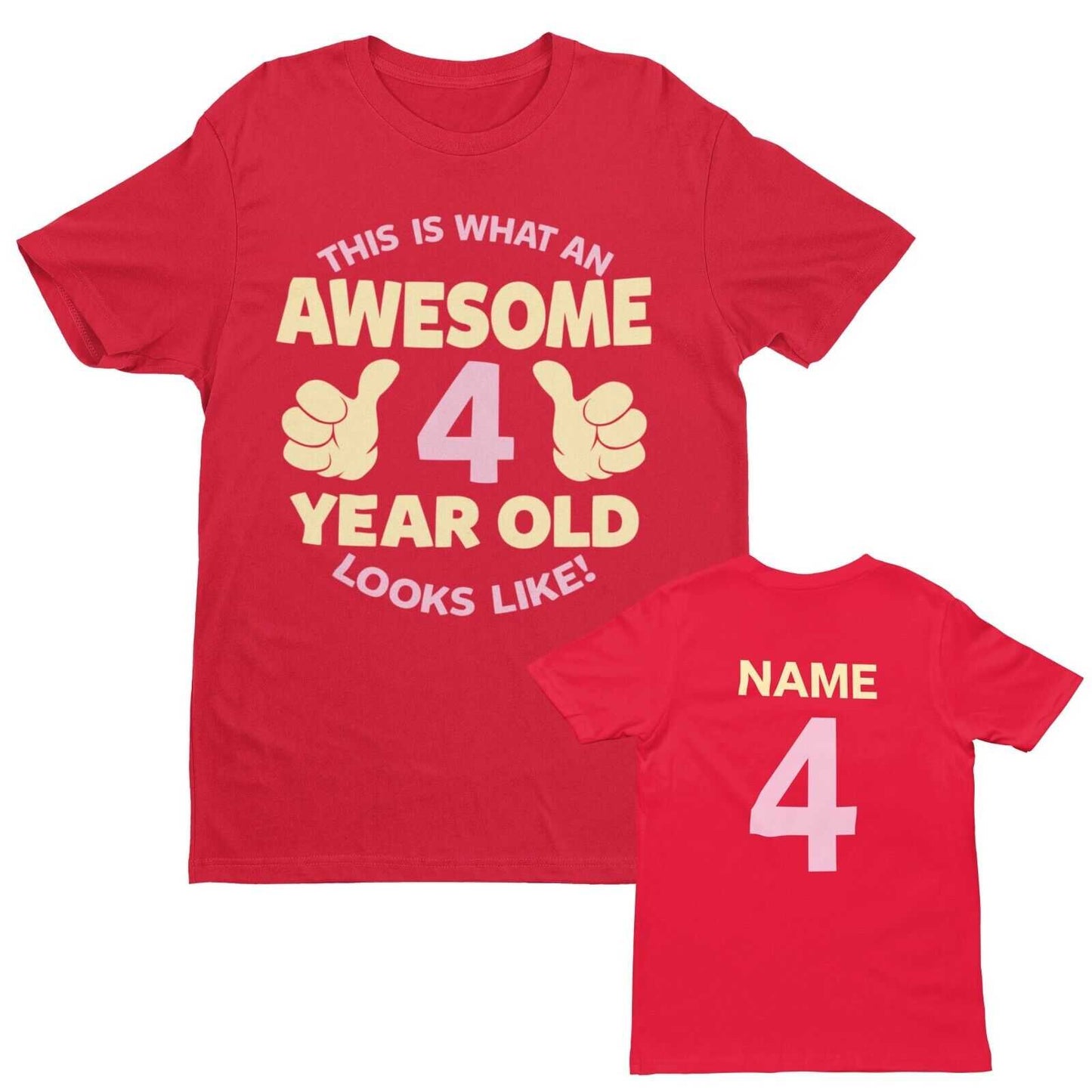 PERSONALISED Girls 4th Birthday T Shirt Awesome 4 Year Old NAME AND AGalaxy Tees