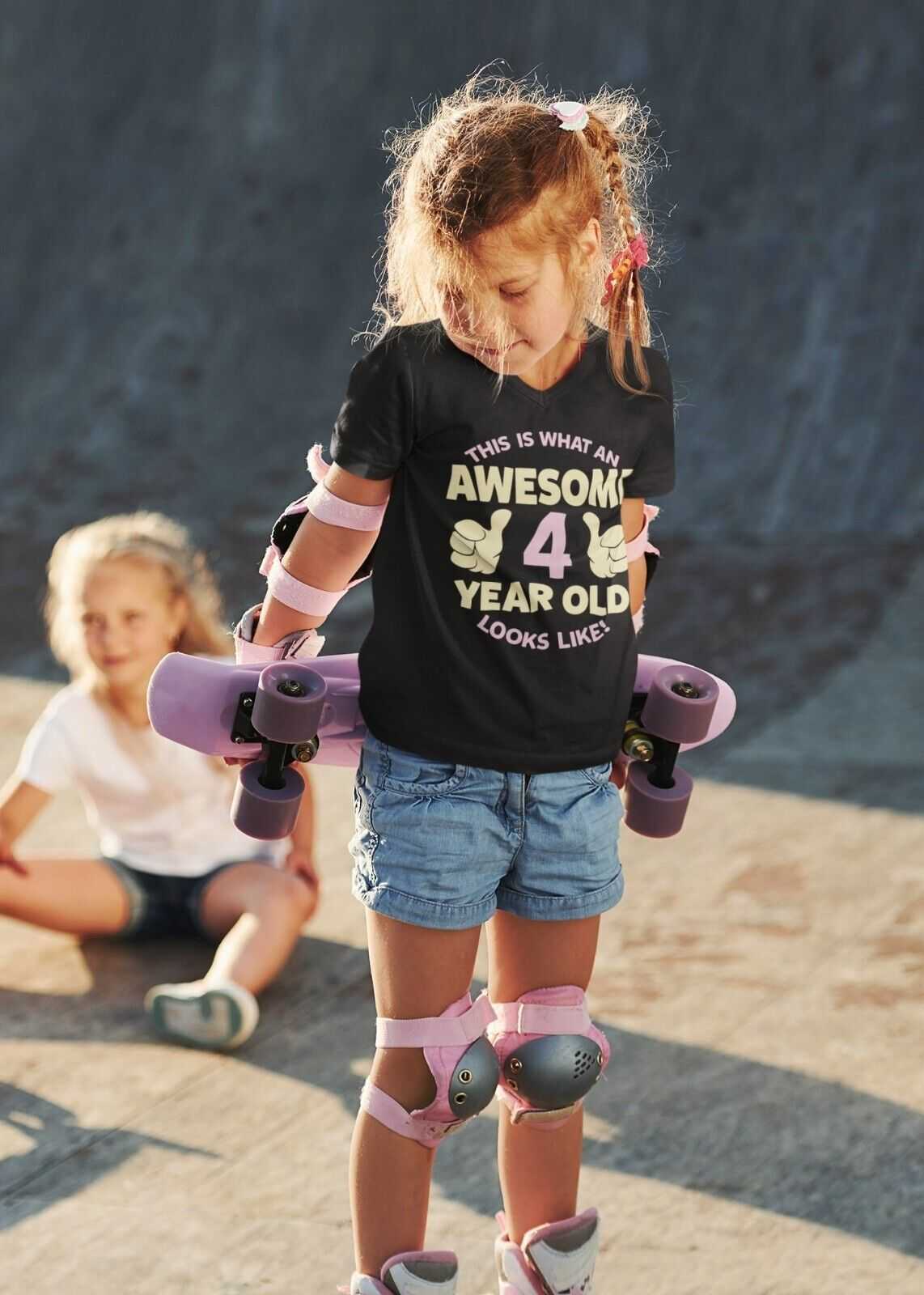 PERSONALISED Girls 4th Birthday T Shirt Awesome 4 Year Old NAME AND AGalaxy Tees