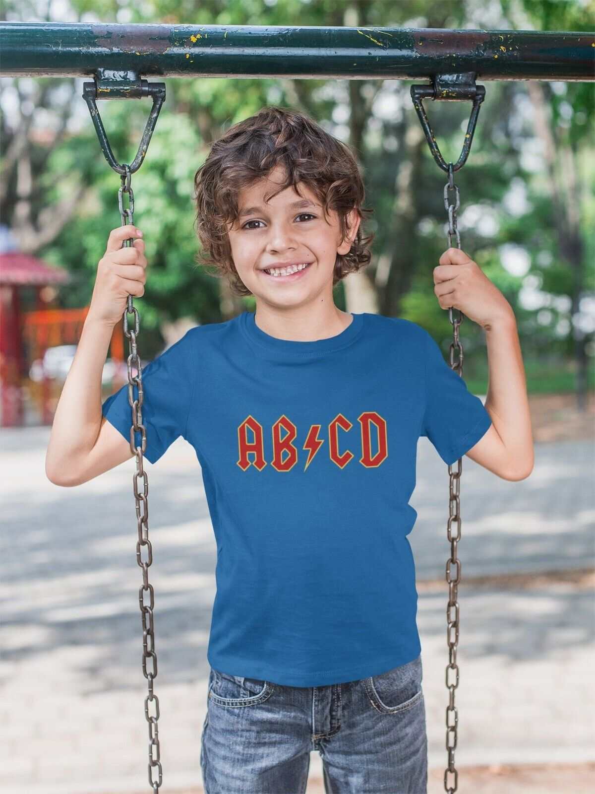 PERSONALISED Kids AB-CD T Shirt in Retro Rock Font with NAME & NUMBER Galaxy Tees