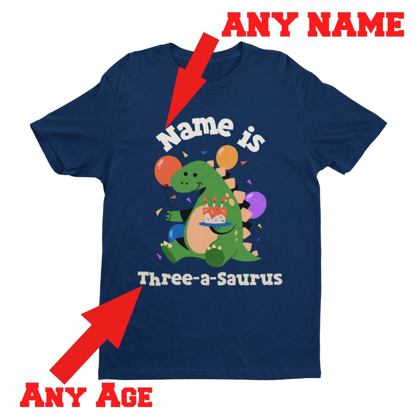 PERSONALISED Toddlers Dinosaur Birthday T Shirt Choose Any Name And AnGalaxy Tees