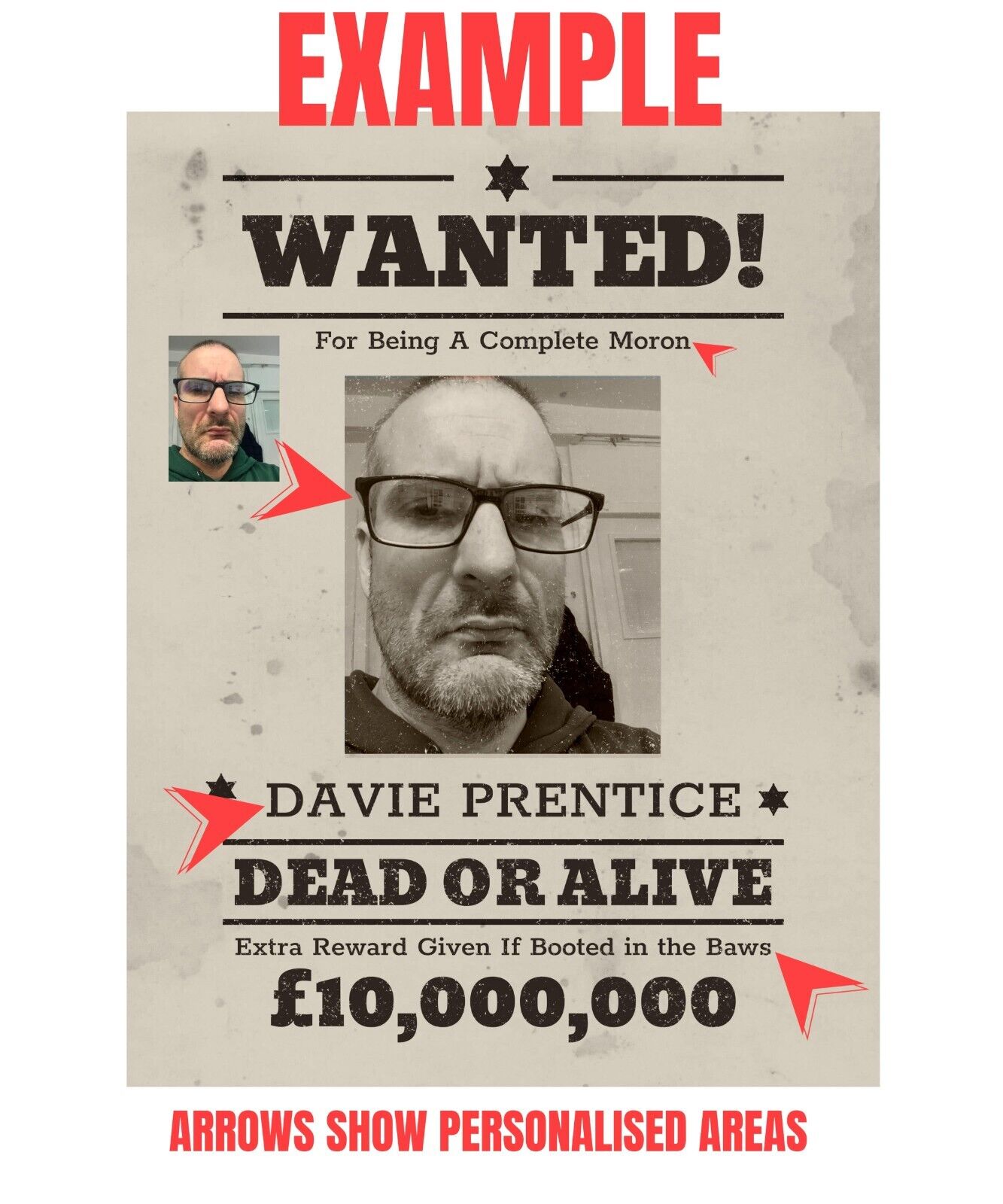 PERSONALISED Wanted Poster T Shirt Your Photo And Text Great Fun Gift Galaxy Tees
