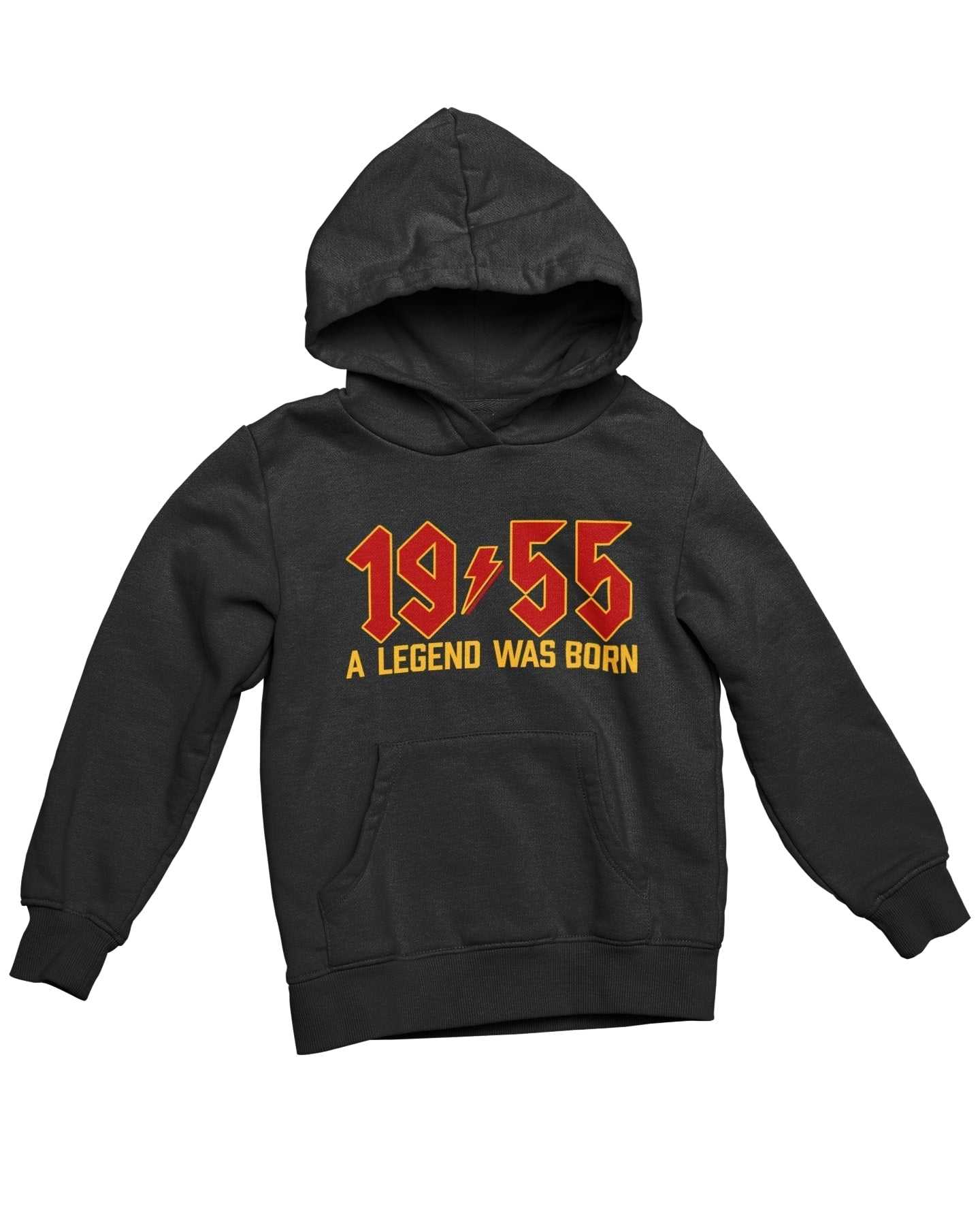 Personalised "A Legend Was Born in 1955" 70th Birthday hoodie with retro design.