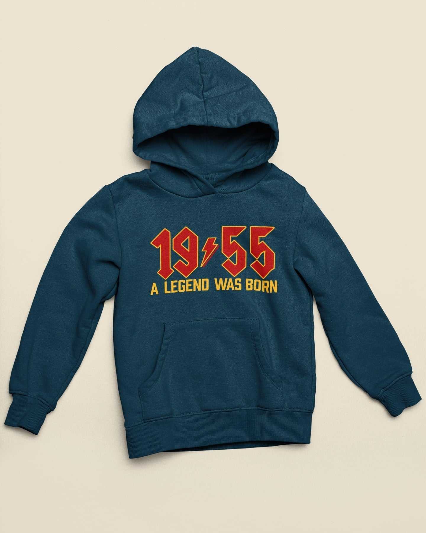 1955 A Legend Was Born 70th Birthday Hoodie with customizable name option.