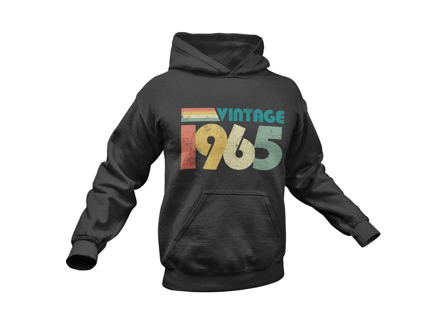 Personalized 60th birthday 2025 hoodie with vintage 1965 design, black with retro print.
