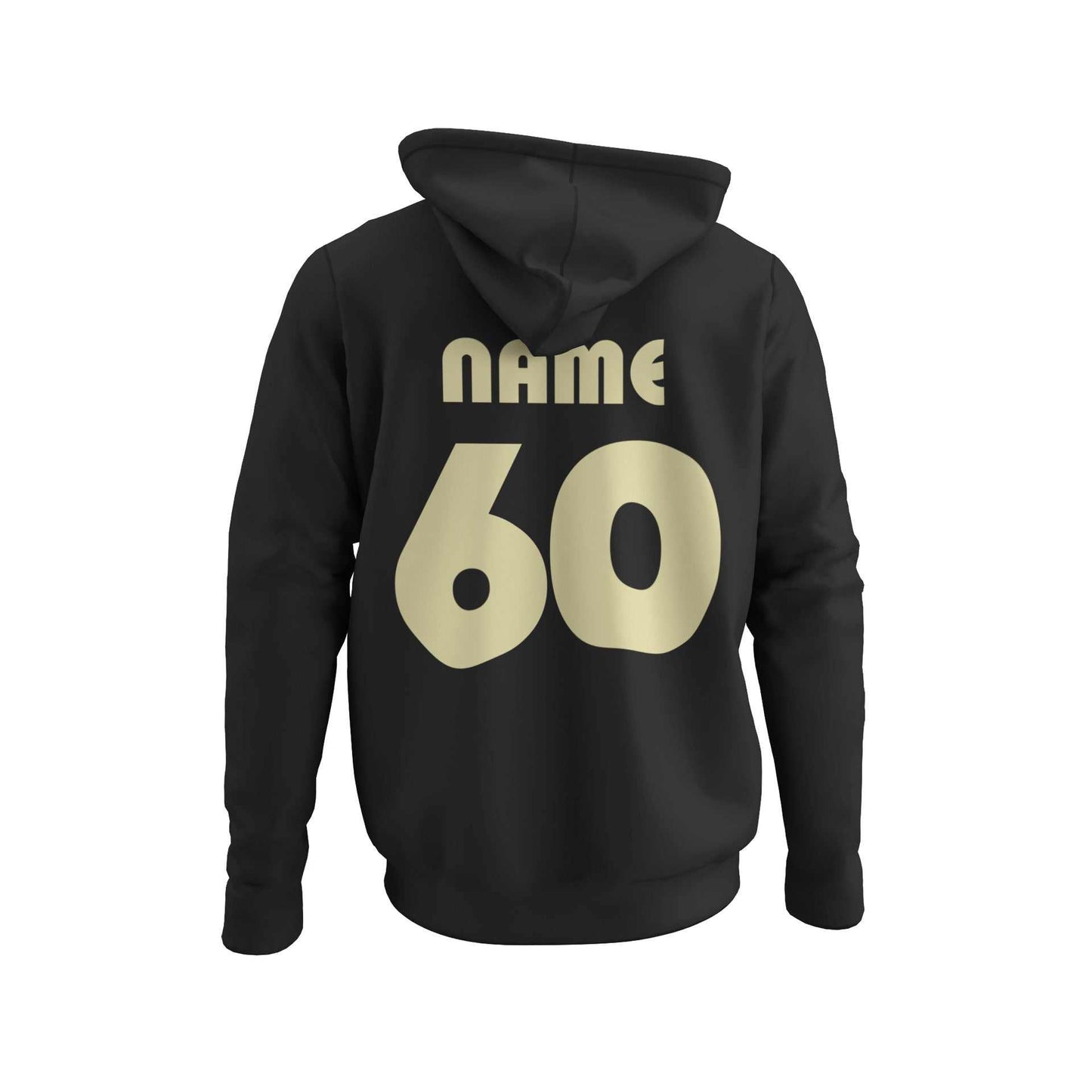 Personalised 60th Birthday Hoodie with custom name and age, vintage 1965 design.