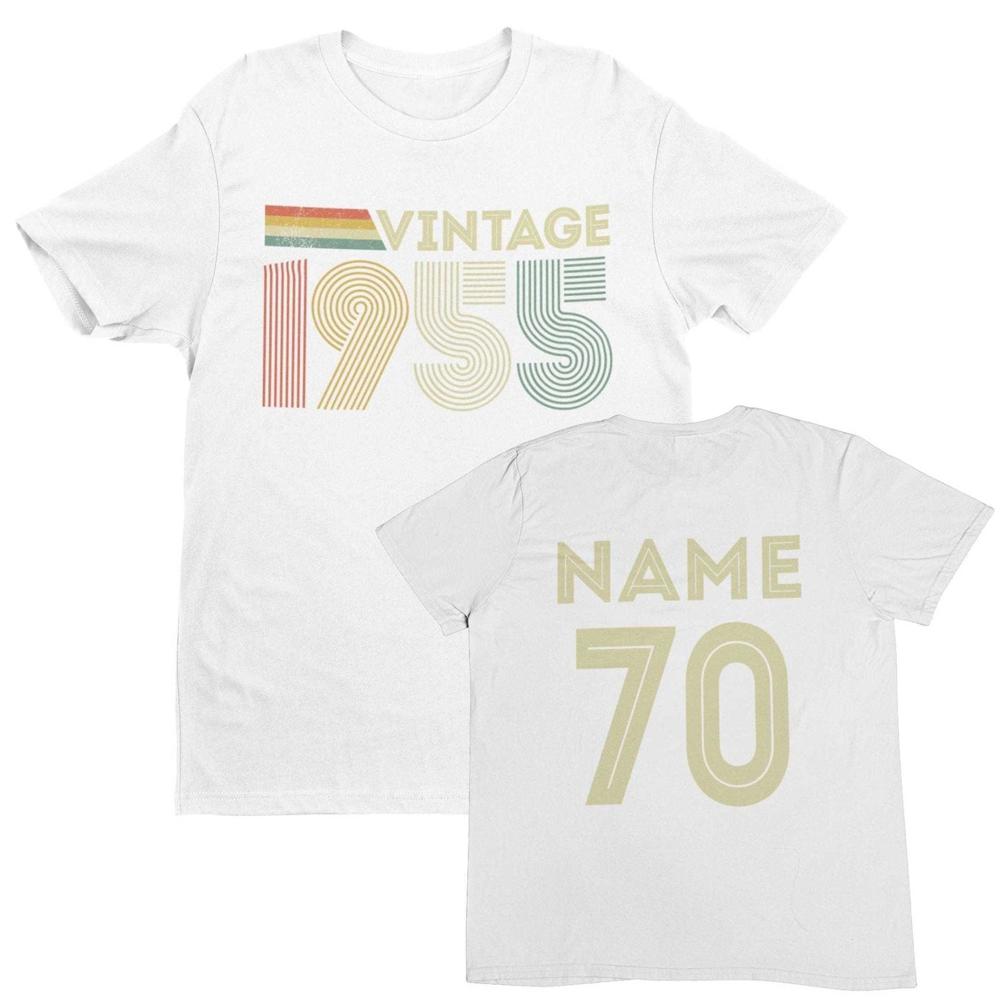 Personalised 70th Birthday in 2025 T-Shirt Vintage 1955 with Name & AgGalaxy Tees