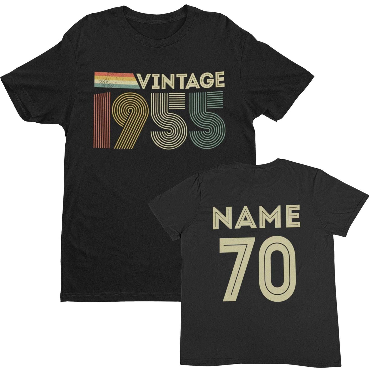 Personalised 70th Birthday in 2025 T-Shirt Vintage 1955 with Name & AgGalaxy Tees